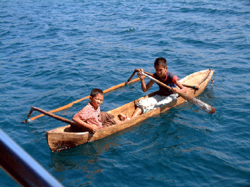 Kids in Dugout canoe