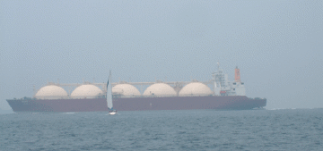 Liquid Natural Gas carrier crossing Singapore Straits